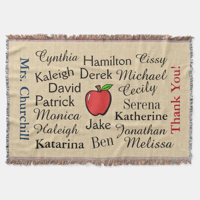 Customized Teacher Thank You Throw Blanket - SRF (Front)