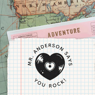 Customized Teacher You Rock Back to School Gift Rubber Stamp