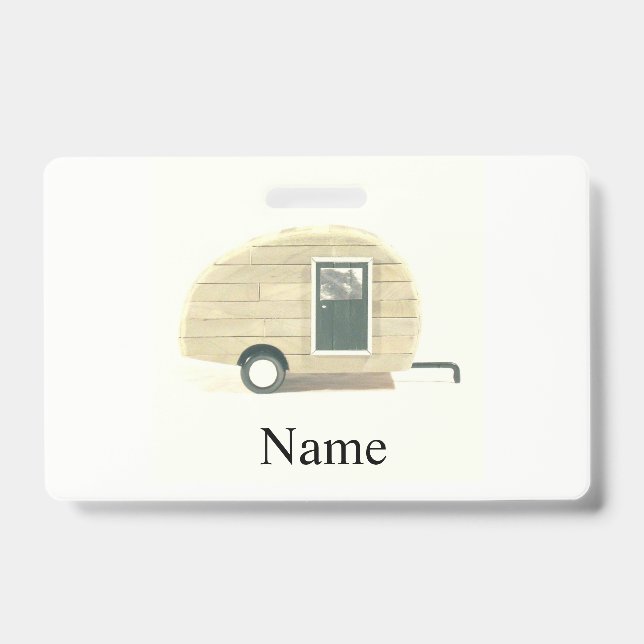 Customized teardrop Vintage camper Badge (Front)