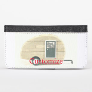 Customized teardrop Vintage camper iPhone X Wallet Case