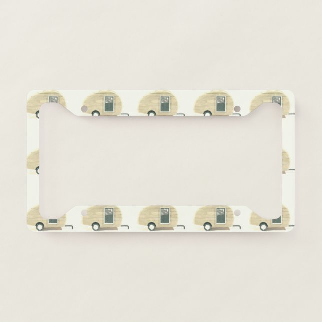 Customized teardrop Vintage camper License Plate Frame (Front)