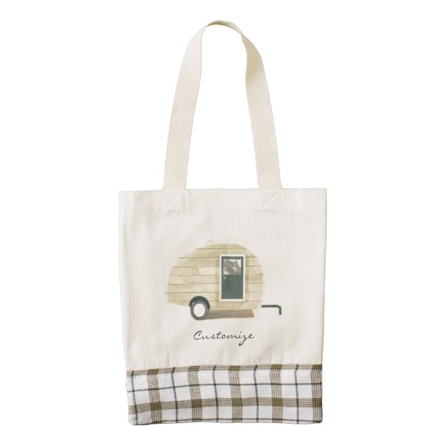 Customized teardrop Vintage camper Tote Bag (Front)