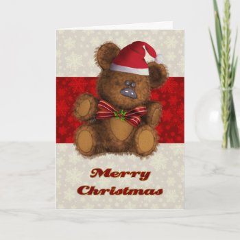 Customized Teddy Bear Christmas Card by christmas_tshirts at Zazzle