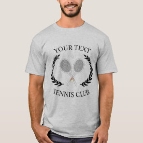 Customized Tennis Club Rackets Ball Logo Wreath  T-Shirt