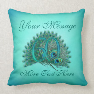 Customized text 60th Birthday or anniversary Throw Pillow