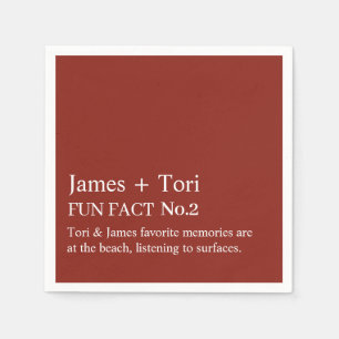CUSTOMIZED TEXT FUN FACT MODERN STYLISH WEDDING NAPKINS