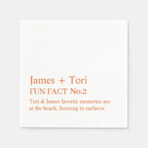 CUSTOMIZED TEXT FUN FACT MODERN STYLISH WEDDING NAPKINS