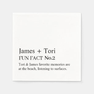 CUSTOMIZED TEXT FUN FACT MODERN STYLISH WEDDING NAPKINS