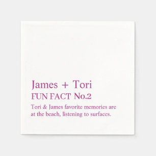 CUSTOMIZED TEXT FUN FACT MODERN STYLISH WEDDING NAPKINS