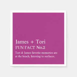 CUSTOMIZED TEXT FUN FACT MODERN STYLISH WEDDING NAPKINS