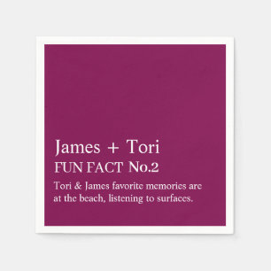 CUSTOMIZED TEXT FUN FACT MODERN STYLISH WEDDING NAPKINS