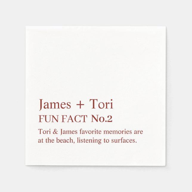 CUSTOMIZED TEXT FUN FACT MODERN STYLISH WEDDING  NAPKINS (Front)