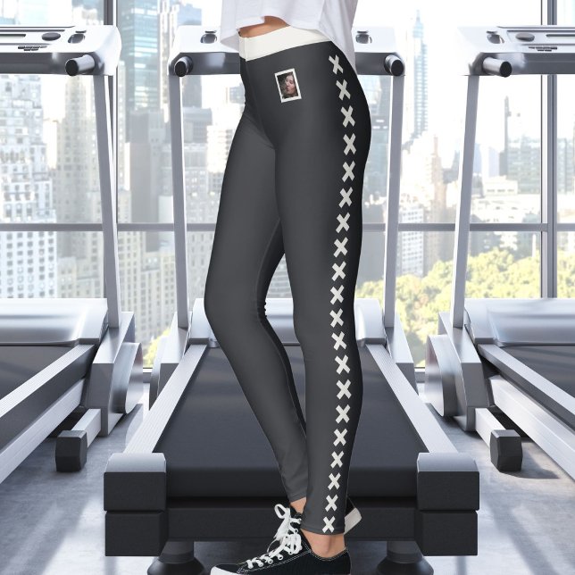 Customized Text Pet Photo Neutral Pattern Caviar Leggings (Creator Uploaded)