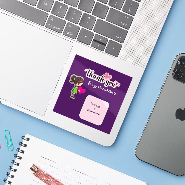 Customized Thank You Card for Your Purchase Labels (Laptop w/ iPhone)