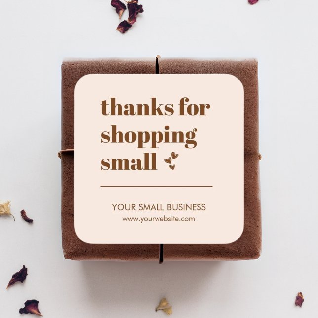 Customized Thank You for Shopping Small Business  Square Sticker (Creator Uploaded)