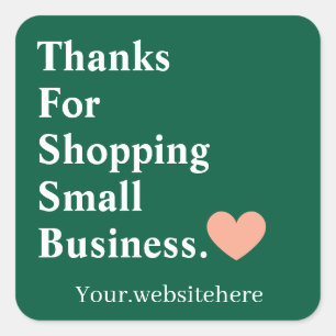 Customized Thank You For Small Business Minimalist Square Sticker