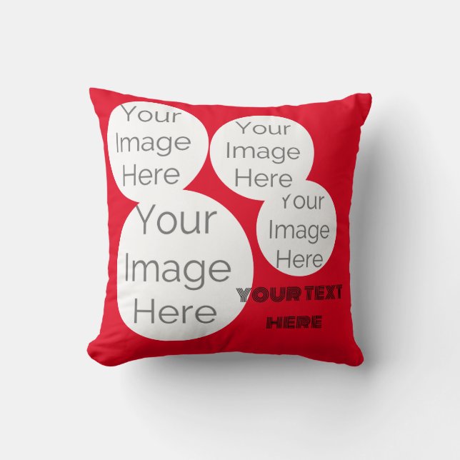 customized Throw Pillow photo text template red (Front)