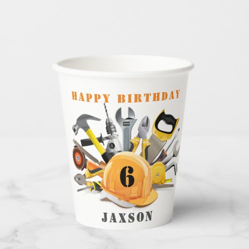 Customized Tools Little Handyman Birthday Paper Cups