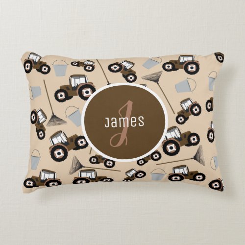 Customized Tractor Truck Pattern Farm Equipment  Accent Pillow