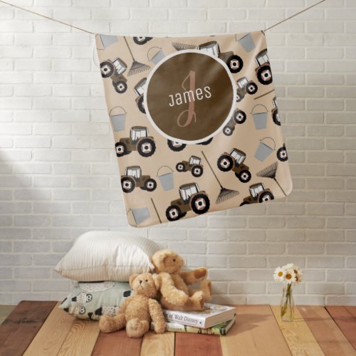 Customized Tractor Truck Pattern Farm Equipment Baby Blanket