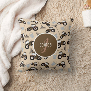 Customized Tractor Truck Pattern Farm Equipment  Throw Pillow