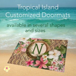 Customized Tropical Beach Monogrammed Doormat