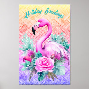 Customized Tropical Pastel Pink Flamingo Poster