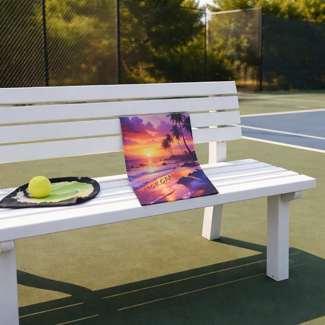Customized Tropical Sunset Beach – Coastal Sports Hand Towel (Creator Uploaded)