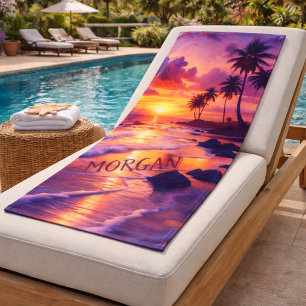 Customized Tropical Sunset Beach – Dreamy Coastal Bath Towel Set