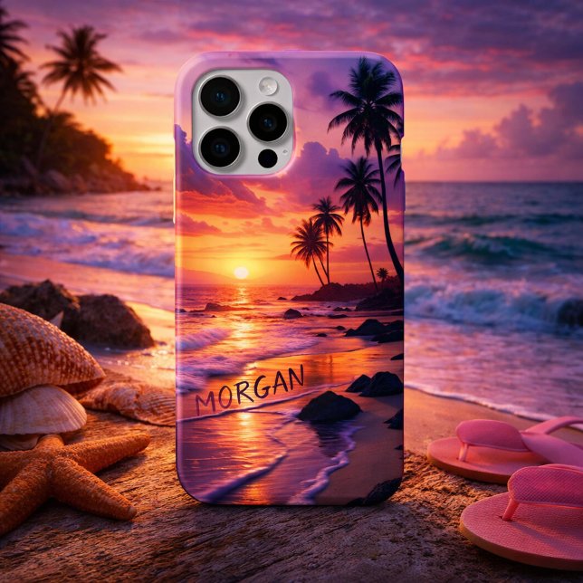 Customized Tropical Sunset Beach – Dreamy Coastal Case-Mate iPhone Case (Creator Uploaded)