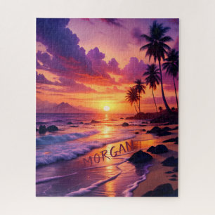 Customized Tropical Sunset Beach – Dreamy Coastal Jigsaw Puzzle
