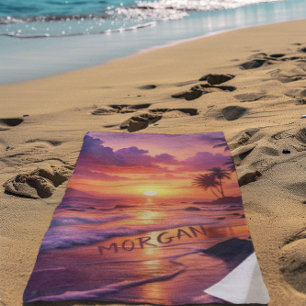 Customized Tropical Sunset Beach – Dreamy Coastal Towel