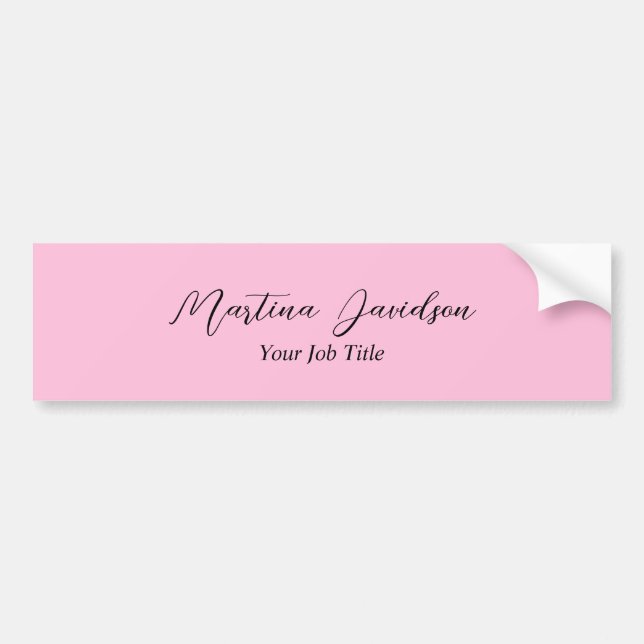 Customized Unique Pink Creative Handwriting Bumper Sticker (Front)