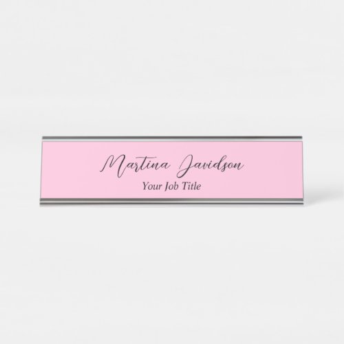 Customized Unique Pink Creative Handwriting Desk Name Plate