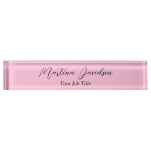 Customized Unique Pink Creative Handwriting Desk Name Plate