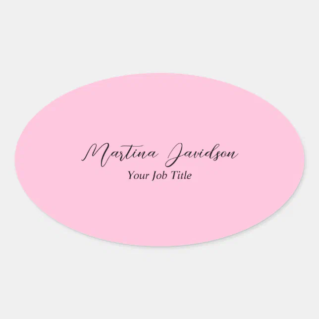 Customized Unique Pink Creative Handwriting Oval Sticker | Zazzle