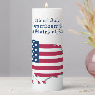 Customized United States Flag & Map 4th of July Pillar Candle