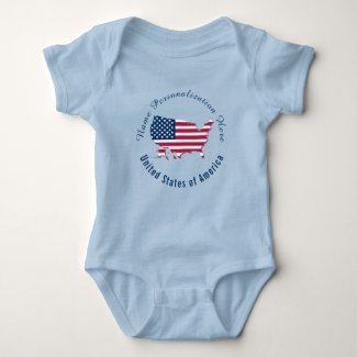 Customized United States of America Flag Map Blue