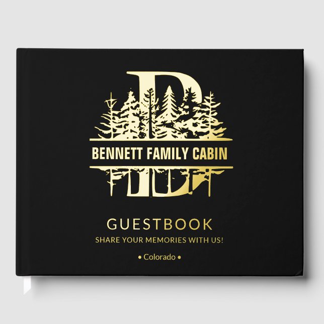 Customized Vacation Rental Cabin House Lake House  Foil Guest Book (Front)
