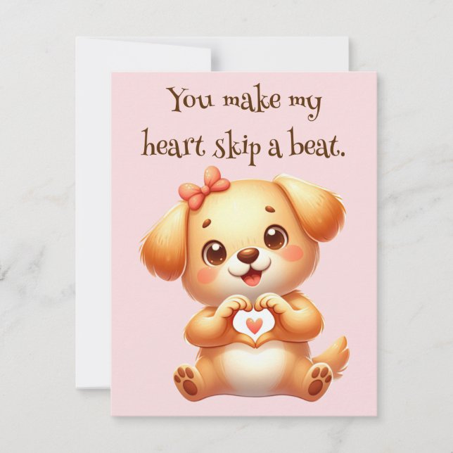 Customized Valentines Day Dog Themed Holiday Card (Front)