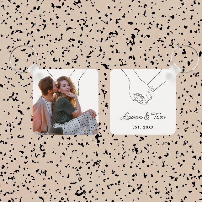 Customized Valentines Day Gift Modern Couple Photo Keychain (Creator Uploaded)