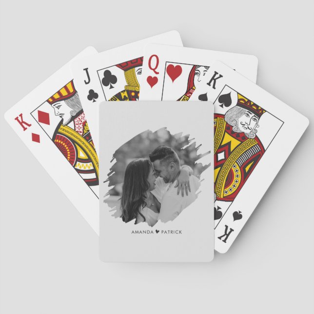 Customized Valentines Day Modern Photo Couple Poker Cards (Back)