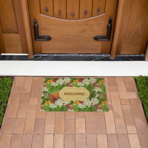 Customized Vibrant Tropical Fiber Doormat