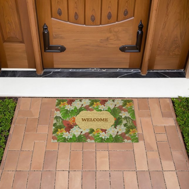 Customized Vibrant Tropical Fiber Doormat (Insitu (Outdoor))