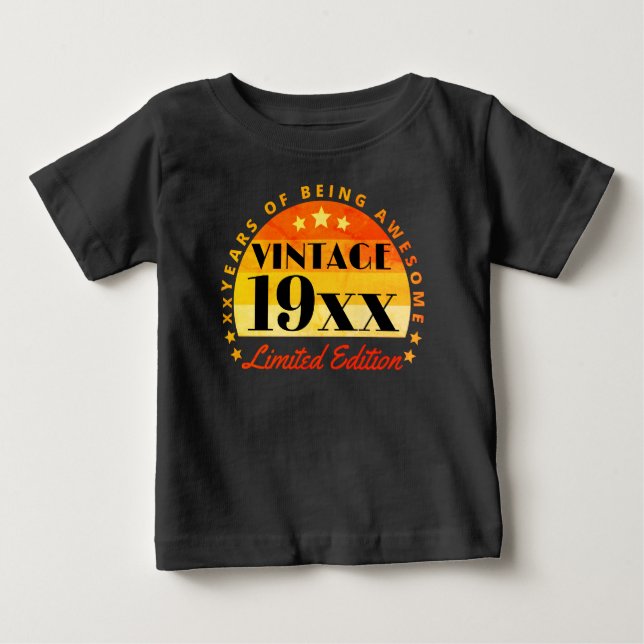 Customized Vintage Limited Edition Birthday Baby T-Shirt (Front)