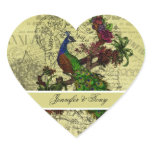 Customized Vintage Peacock Heart Stickers