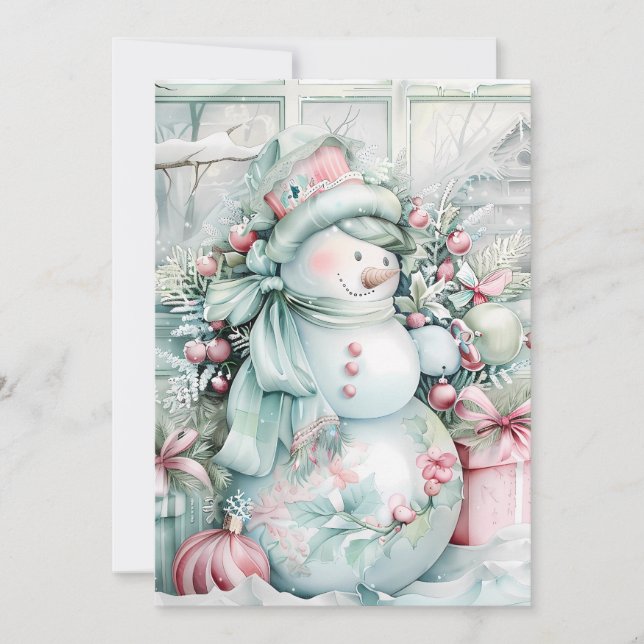 Customized Vintage Snowman Christmas Card (Front)