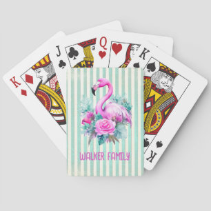 Customized Vintage Tropical Pink Flamingo Poker Cards