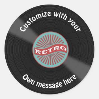 Customized Vinyl Record Classic Round Sticker by DippyDoodle at Zazzle