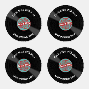 Customized Vinyl Record Coaster Set